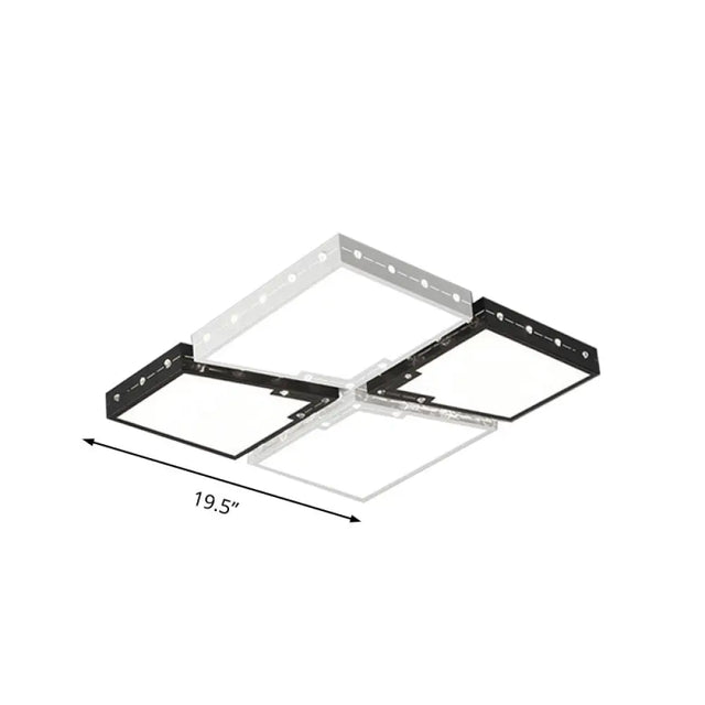 Led Bedroom Ceiling Light: Square Black Acrylic Shade Flush Mount Warm/White Light 19.5/23.5 Width