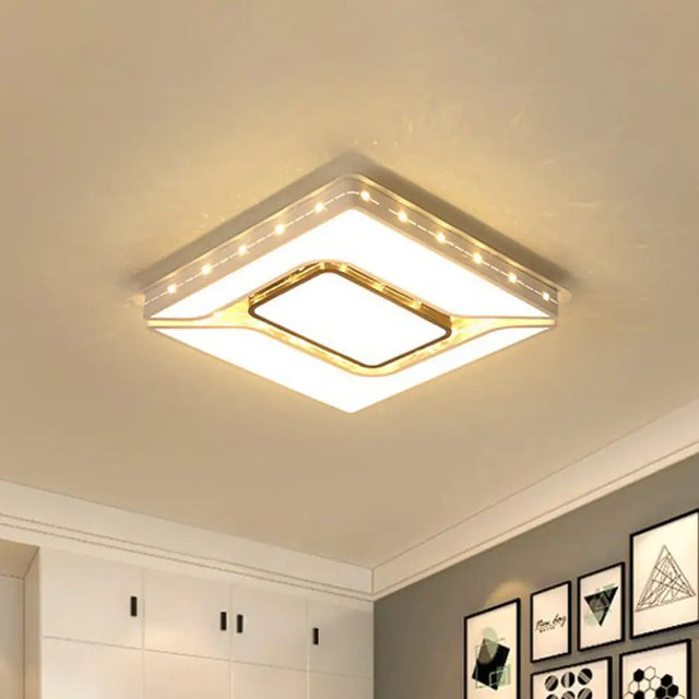 Led Bedroom Ceiling Light With Acrylic Shade - White Flush Mount In White/Warm (19.5/23.5 W)