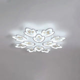 Led Bedroom Flush Light With Leaves Acrylic Shade - 3/5/9 - Light Options White Ceiling Lamp In