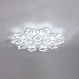 Led Bedroom Flush Light With Leaves Acrylic Shade - 3/5/9 - Light Options White Ceiling Lamp In