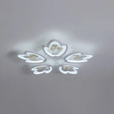 Led Bedroom Flush Light With Leaves Acrylic Shade - 3/5/9 - Light Options White Ceiling Lamp In