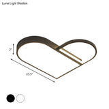 Led Bedroom Flush Mount Modern White/Black Lighting With Love Heart Metal Shade 19.5’/23.5’ Width