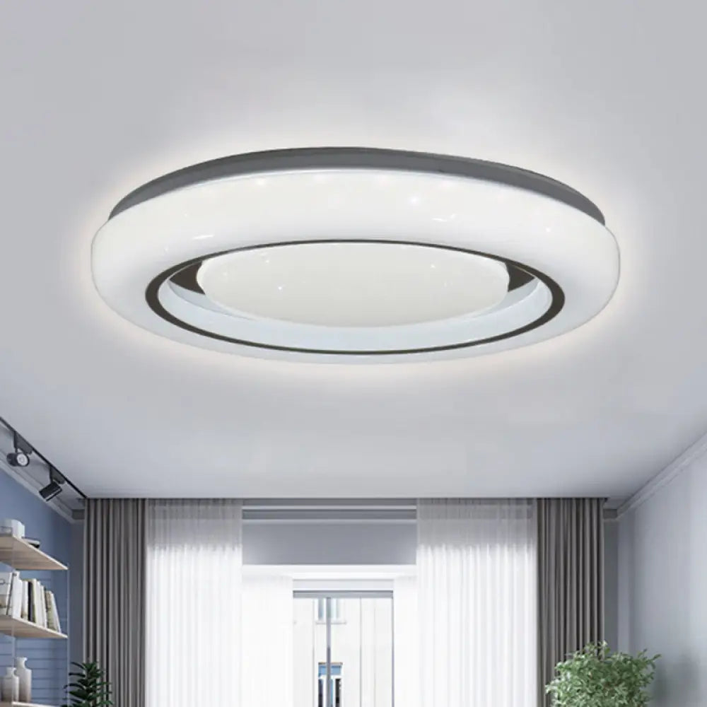 Led Bedroom Flushmount Ceiling Lamp Modern Black And White Circle Acrylic Shade Warm/White Light
