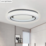 Led Bedroom Flushmount Ceiling Lamp Modern Black And White Circle Acrylic Shade Warm/White Light