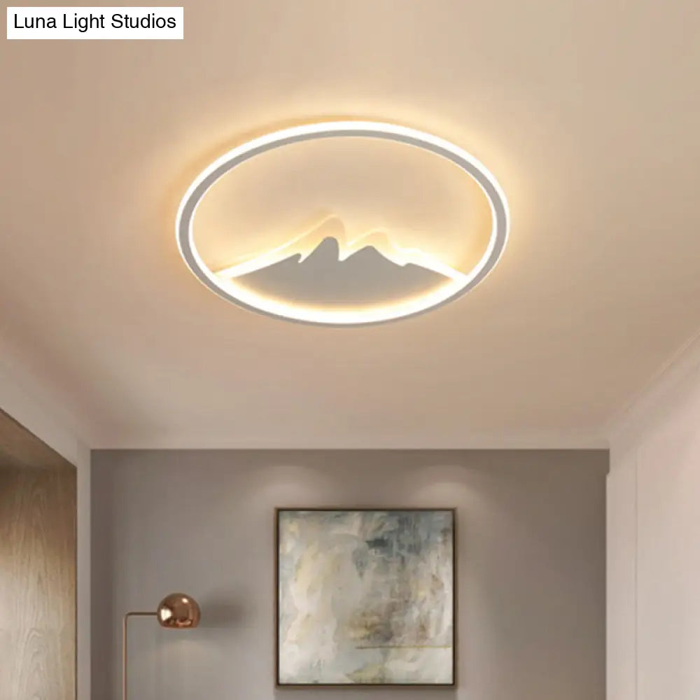 Led Bedroom Flushmount Ceiling Light With Ring And Acrylic Shade In White/Warm - Modern Design