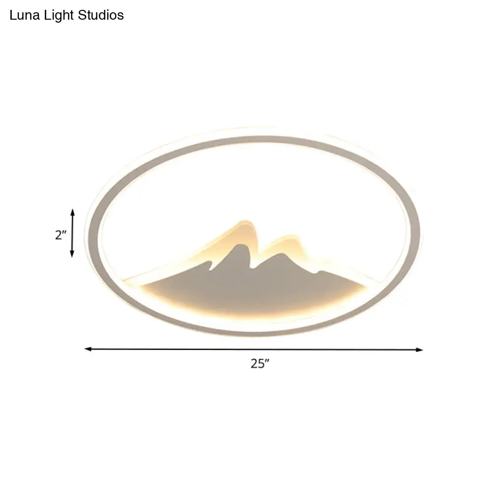 Led Bedroom Flushmount Ceiling Light With Ring And Acrylic Shade In White/Warm - Modern Design
