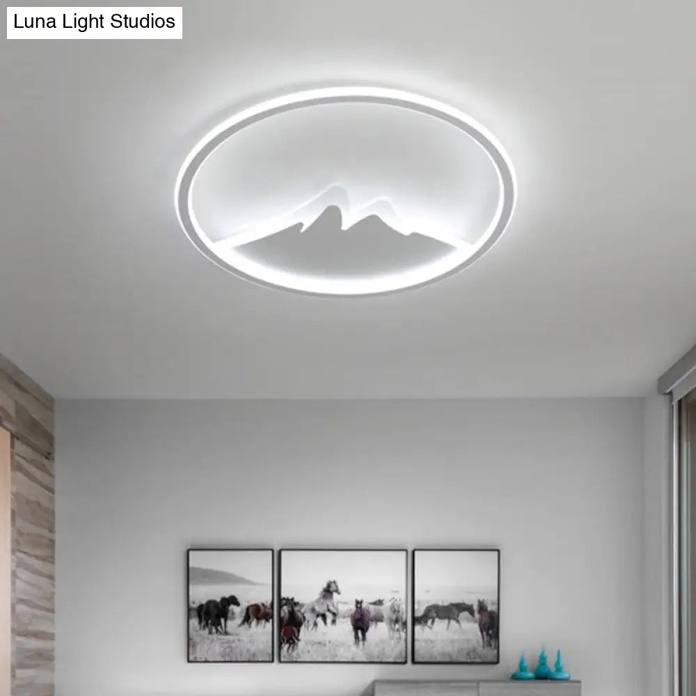 Led Bedroom Flushmount Ceiling Light With Ring And Acrylic Shade In White/Warm - Modern Design