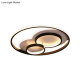 Led Bedroom Flushmount With Metallic Shade - Modern Black - White Design In 3 Sizes