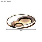 Led Bedroom Flushmount With Metallic Shade - Modern Black - White Design In 3 Sizes