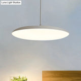 Led Bedroom Hanging Pendant Light Kit - Simple White/Black Finish With Acrylic Shade In White/Warm