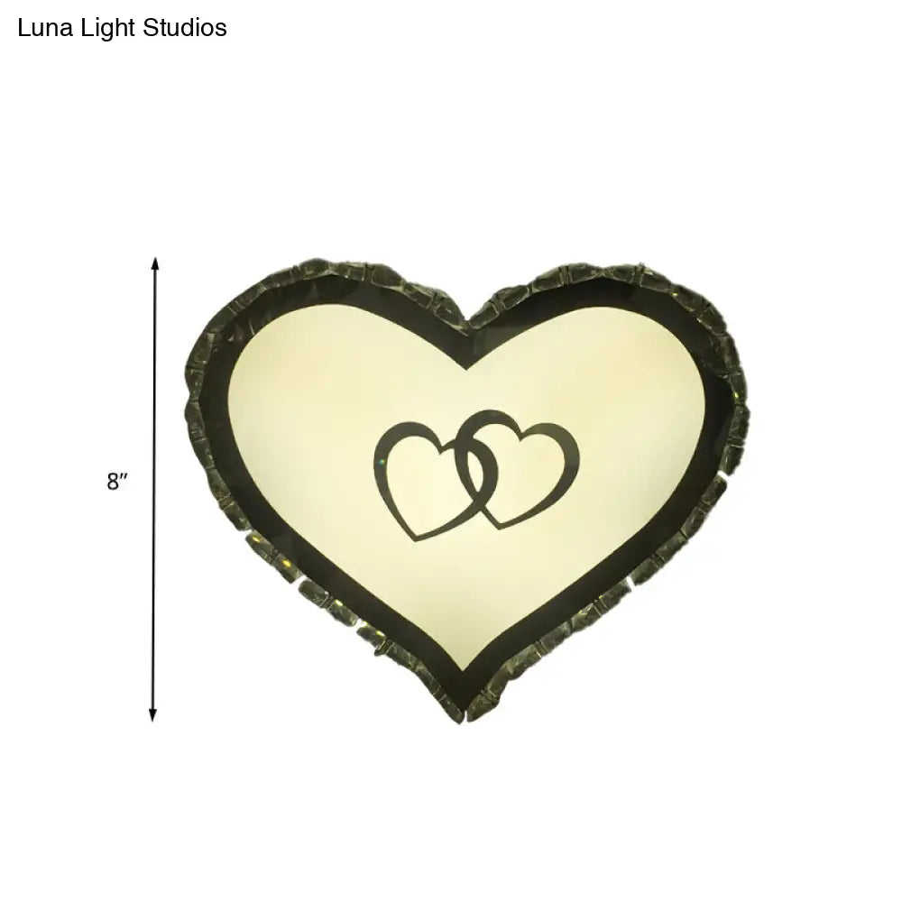 Led Bedroom Wall Sconce With Heart-Shaped Crystal Shade In Warm/White Light - Simple & Chic Lighting