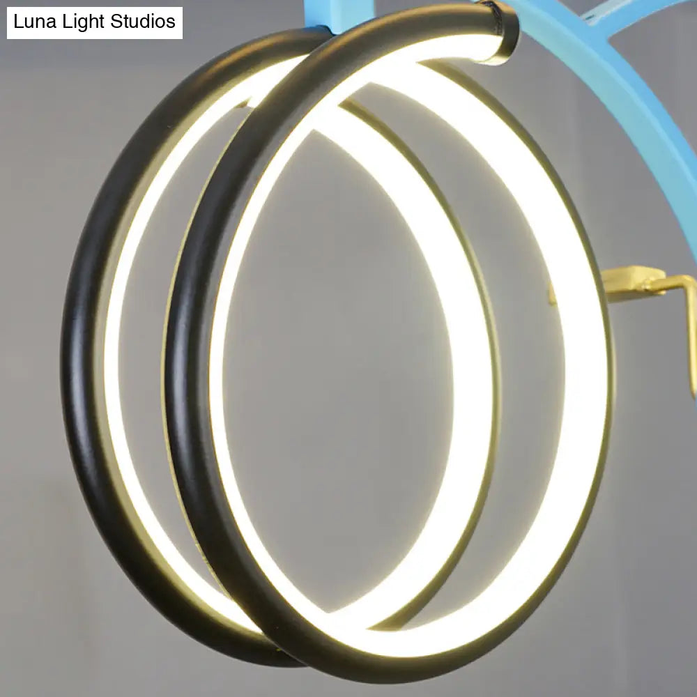Led Bicycle Pendant Chandelier - Acrylic Kids Bedroom Light Fixture