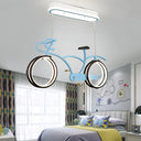 Led Bicycle Pendant Chandelier - Acrylic Kids Bedroom Light Fixture Blue