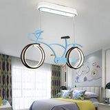 Led Bicycle Pendant Chandelier - Acrylic Kids Bedroom Light Fixture Blue