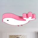 Led Bird - Like Flush Light Fixture With Acrylic Shade - Cartoon Style Blue/Pink/Yellow Finish Pink
