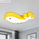 Led Bird - Like Flush Light Fixture With Acrylic Shade - Cartoon Style Blue/Pink/Yellow Finish