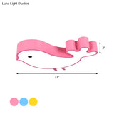 Led Bird - Like Flush Light Fixture With Acrylic Shade - Cartoon Style Blue/Pink/Yellow Finish