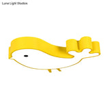 Led Bird - Like Flush Light Fixture With Acrylic Shade - Cartoon Style Blue/Pink/Yellow Finish