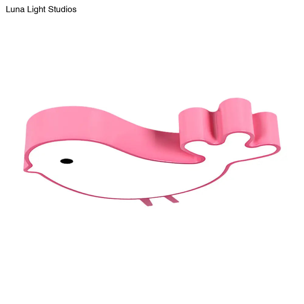 Led Bird - Like Flush Light Fixture With Acrylic Shade - Cartoon Style Blue/Pink/Yellow Finish