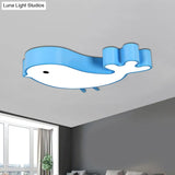 Led Bird - Like Flush Light Fixture With Acrylic Shade - Cartoon Style Blue/Pink/Yellow Finish