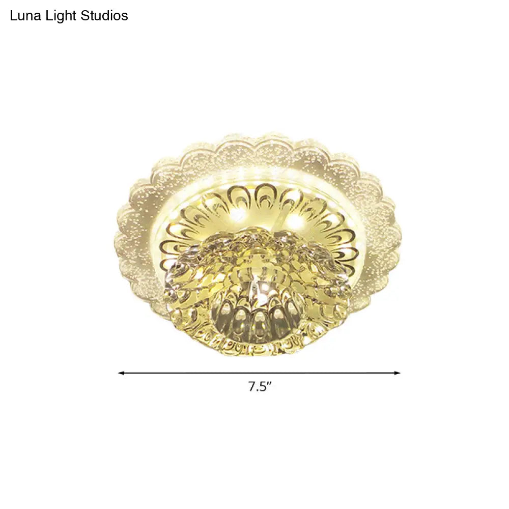 Led Blossom Flush Mount Crystal Ceiling Light Fixture - Warm/White For Hallway
