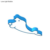 Led Cartoon Seal Ceiling Light With Colorful Acrylic Shade - Flush Mount Fixture