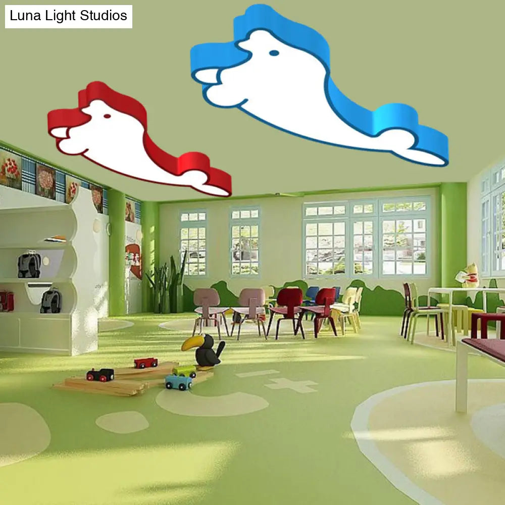 Led Cartoon Seal Ceiling Light With Colorful Acrylic Shade - Flush Mount Fixture