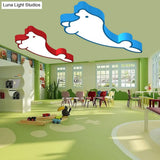 Led Cartoon Seal Ceiling Light With Colorful Acrylic Shade - Flush Mount Fixture
