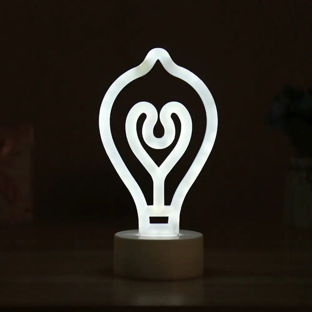 Led Cartoon Table Lamp With Battery Operation And Plastic Shade - White Bulb Shape