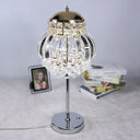 Led Chrome Crystal Globe Table Lamp With Dimmer - Modern Style Clear/Champagne Clear
