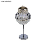 Led Chrome Crystal Globe Table Lamp With Dimmer - Modern Style Clear/Champagne