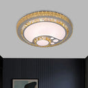 Led Chrome Flush Mount Crystal Block Ceiling Light Fixture - Simple & Elegant Design