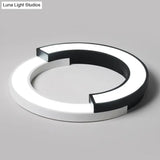 Led Circle Flush Light Nordic Metal Ceiling Fixture For Bedroom - Black & White