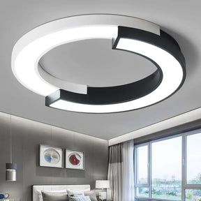 Led Circle Flush Light Nordic Metal Ceiling Fixture For Bedroom - Black & White