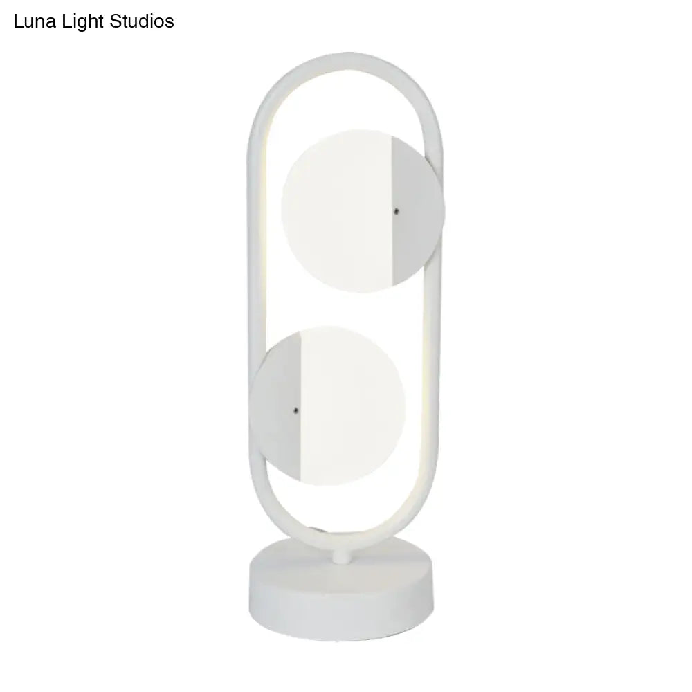 Led Circular Book Light: Contemporary Night Table Lamp White/Black Warm/White Light