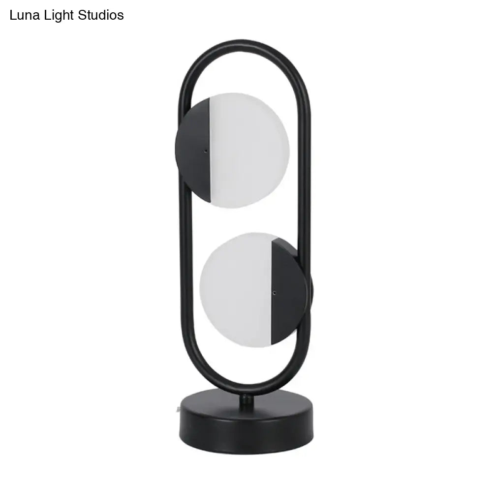 Led Circular Book Light: Contemporary Night Table Lamp White/Black Warm/White Light