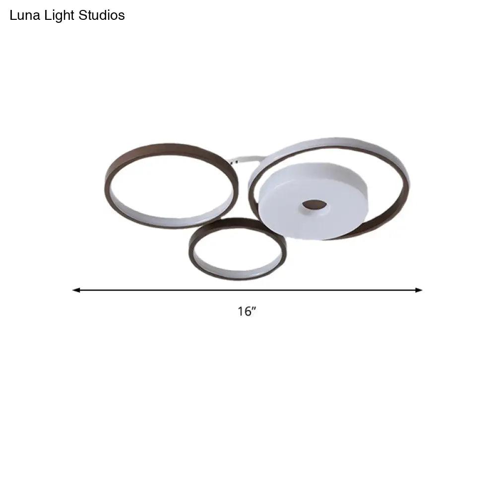 Led Coffee Flush Mount Ceiling Light With Minimal Acrylic Shade In White 16’/19.5’ Wide