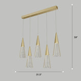 Led Cone Multi Pendant Ceiling Light - Modern Novelty Suspension For Dining Room 5 / Gold Linear