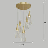Led Cone Multi Pendant Ceiling Light - Modern Novelty Suspension For Dining Room 5 / Gold Round