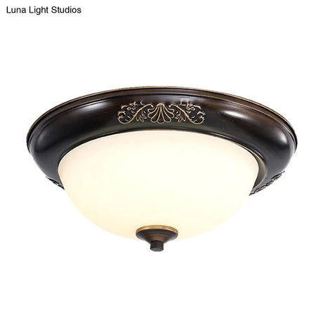 Led Countryside Flush Mount Black Opal Glass Ceiling Fixture Various Sizes Available