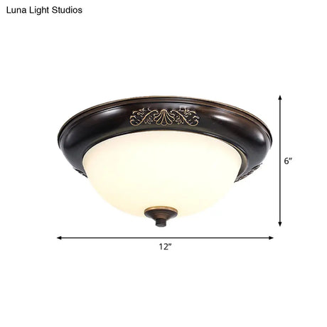 Led Countryside Flush Mount Black Opal Glass Ceiling Fixture Various Sizes Available