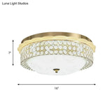 Led Crystal Bead Flushmount Lamp For Foyer - Modernist Circle Design 16’/19.5’ Wide