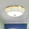 Led Crystal Bead Flushmount Lamp For Foyer - Modernist Circle Design 16’/19.5’ Wide Gold / 16’