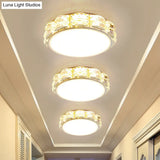 Led Crystal Ceiling Lamp: Simple Scalloped Design Integrated Flush Light Fixture (Black/White)