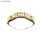 Led Crystal Ceiling Lamp: Simple Scalloped Design Integrated Flush Light Fixture (Black/White)