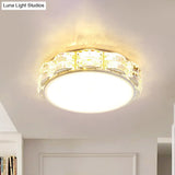 Led Crystal Ceiling Lamp: Simple Scalloped Design Integrated Flush Light Fixture (Black/White)
