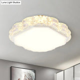 Led Crystal Ceiling Lamp: Simple Scalloped Design Integrated Flush Light Fixture (Black/White)