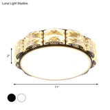 Led Crystal Ceiling Lamp: Simple Scalloped Design Integrated Flush Light Fixture (Black/White)
