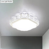 Led Crystal Ceiling Lamp: Simple Scalloped Design Integrated Flush Light Fixture (Black/White)