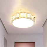 Led Crystal Ceiling Lamp: Simple Scalloped Design Integrated Flush Light Fixture (Black/White)